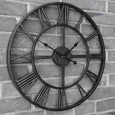 Big Numerals Large Round Roman Wall Clock Skeleton Metal Giant Open Face 60CM