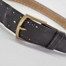 Split Leather Belt 36 Brogue Cut Out Bench Made Brown 134 Vtg