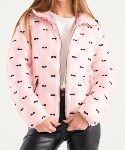 Womens pink quilted puffy - quilted, coat