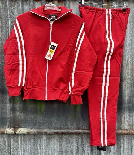 Tracksuit red striped - tracksuit, full