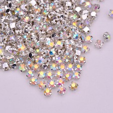 288pcs Sew On Crystal Glass Diamante Rhinestones Alloy Setting 3 4 5 6 8MM