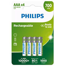 4 x Philips AAA Rechargeable Batteries 700 mAh phone 700mAh NiMh 1 x 4 pack HR03