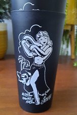 4 x Sailor Jerry Hola Girl Lady Black Tumblers - Aloha Hawaii 1949 Plastic Cups