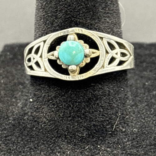 Turquoise and silver - silver, ring