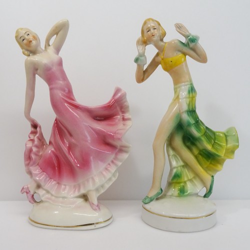 Pair art deco pottery lady - of,