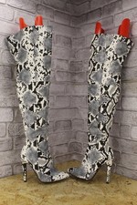 GREY FAUX LEATHER MOC SNAKE