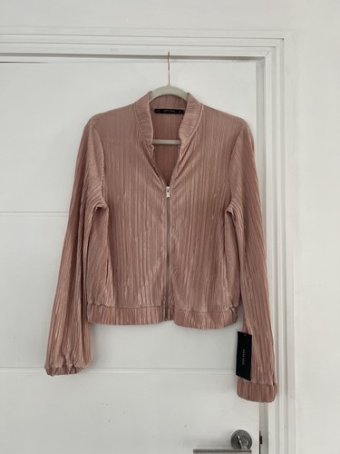 Zara pink plisse bomber