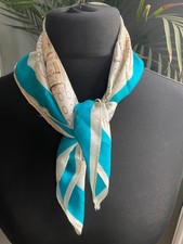 Vintage Paris France Landmarks Silk (?) Scarf - La Tour Eiffel, Notre Dame etc.