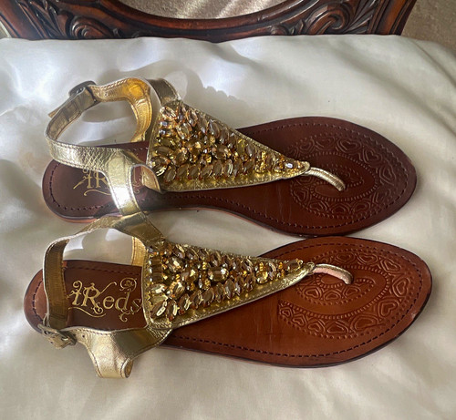Red women gold leather - gold,