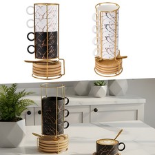 Marble-Patterned Stacking Mugs