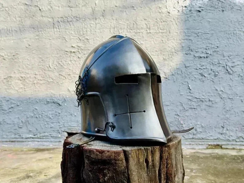 Medieval barbute helmet role - barbute,