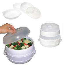 2 Tier Microwave Vegetable Steamer Pasta Rice Fish Steaming Pot Healthy Eating