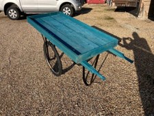 Wooden blue hand cart - hand,