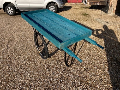Wooden blue hand - hand, cart