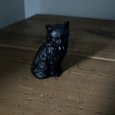 Black Cat Ornament 7cm Small Figurine Made With Coal From Wales Collectible