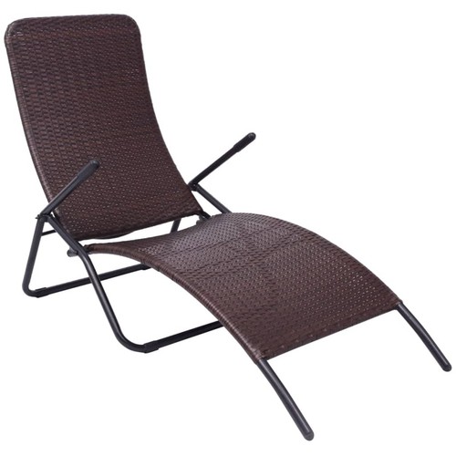 Sunlounger poly rattan folding - rattan,