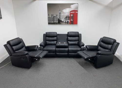Lando black leather reclining - lando,