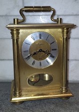 German SSS Mark Rapport Brass Carriage Chime Clock Visible Pendulum Working 8DAY