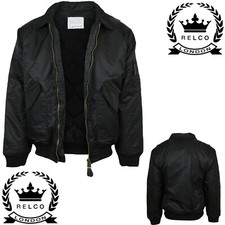 Relco Classic Black MA-2 Flight Jacket Bomber Pilot Military Army Security Biker