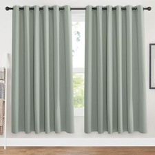 PONY DANCE Extra Wide Blackout Curtains for Room Darkening Sage Green Thermal Cu