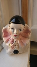 VINTAGE 80s PIERROT CLOWN PORCELAIN/CERAMIC ORNAMENT MARDI GRAS JESTER FRENCH