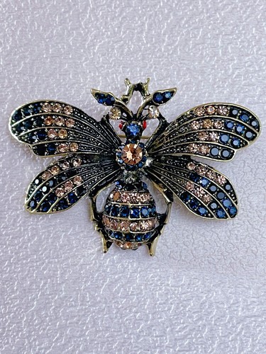 Rhinestone bee brooch pin - bee,