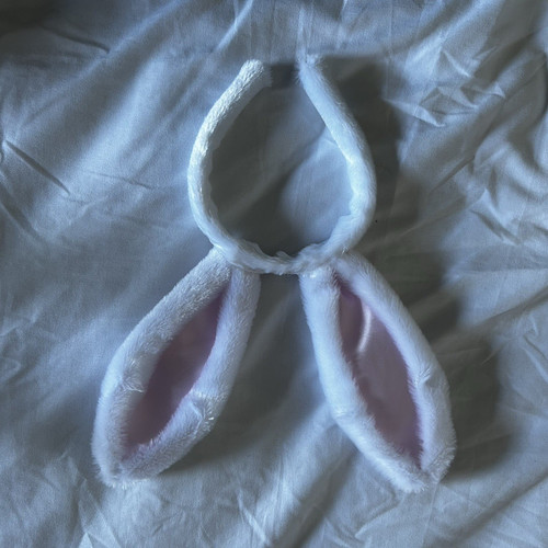 White fabric bunny rabbit - bunny, ears