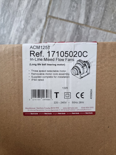 Vent axia acm125t - vent, inline