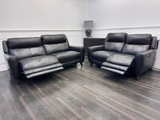 Furniture Village Zen Black Leather Power Recliner 3 + 2 Seater Sofa Set