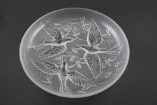 Vtg Signed Verlys France Frosted Crystal Centerpiece Bowl Birds Bees Dragonflies