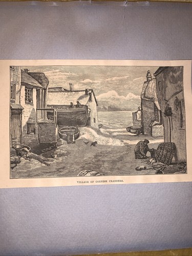 Engraving village cornish - village, of