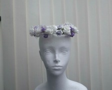 White/Pale and Deep Lilac Flower Circlet - Wedding Halo, Flower Girl Headdress