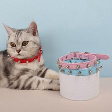 Cat Dog Collar Leather Spiked