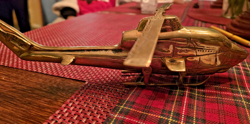 Vintage solid brass helicopter - vintage,