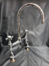 CHROME BRIDGE MIXER TAPS, IDEAL 4 BELFAST KITCHEN SINK NEW OLD STOCK