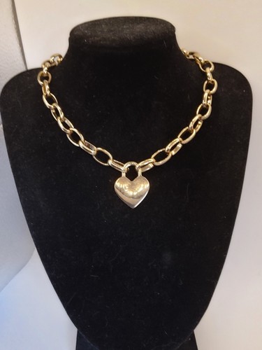 Gold tone heart padlock - padlock, chunky