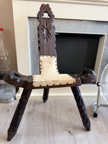 Dark wood carved indoor - wood, chair/