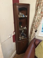 Corner Display Cabinet In Dark Wood