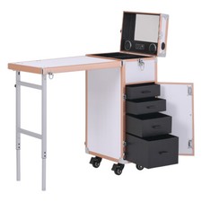 Foldable Makeup Trolley Train Case Drawer Nail Manicure Table Bluetooth Mirror
