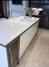 White Gloss Island top and ends & White Porcelain Sink & Tap ( Please Read Ad)