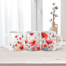 Floral Poppy Ceramic Mug Tea