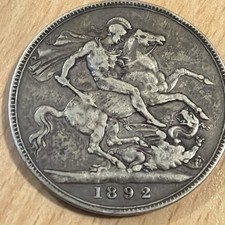 Original Queen Victoria British 925 Silver 1892 Jubilee Head Crown Coin