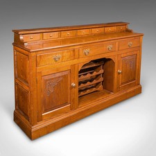 Large Antique Dresser Base, English Oak, Sideboard, Buffet, Wine Rack, Edwardian