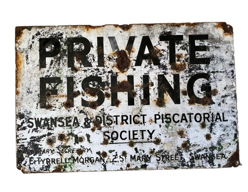 Private fishing sign metal - fishing,