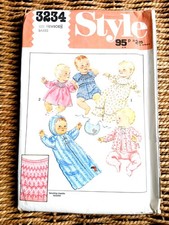 1980s Style Sewing Pattern 3234 Newborn Baby Clothes Sleeping Bag Smocked Dress