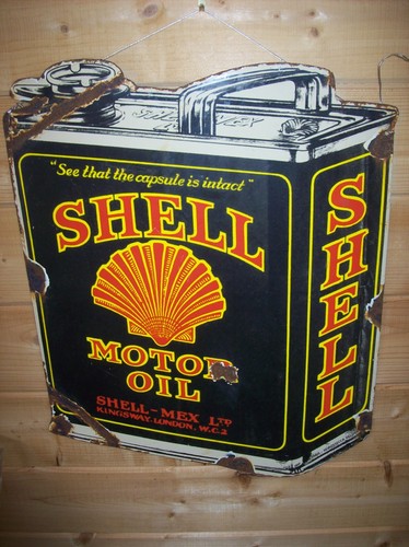 Shell enamel oil can - shell,