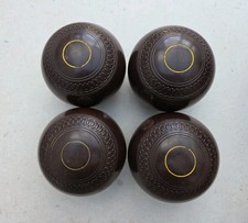 LAWN BOWLS WOODS x 4 = JAQUES OF LONDON - ECLIPSE SIZE = 4 15/16 BIAS 3 In Brown