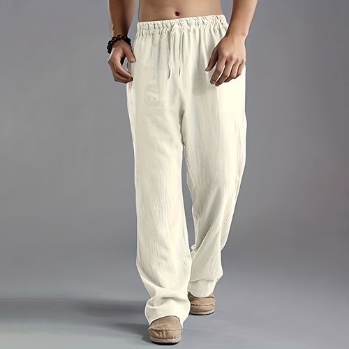 Mens cotton linen wide leg - linen,