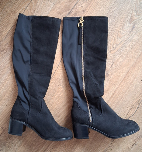 Black faux suede stretch - black,