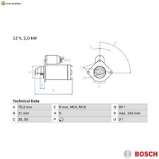 STARTER 0 986 017 300 FOR VAUXHALL OPEL U25TD/25DT X25DT/25TD 2.5L 6cyl OMEGA